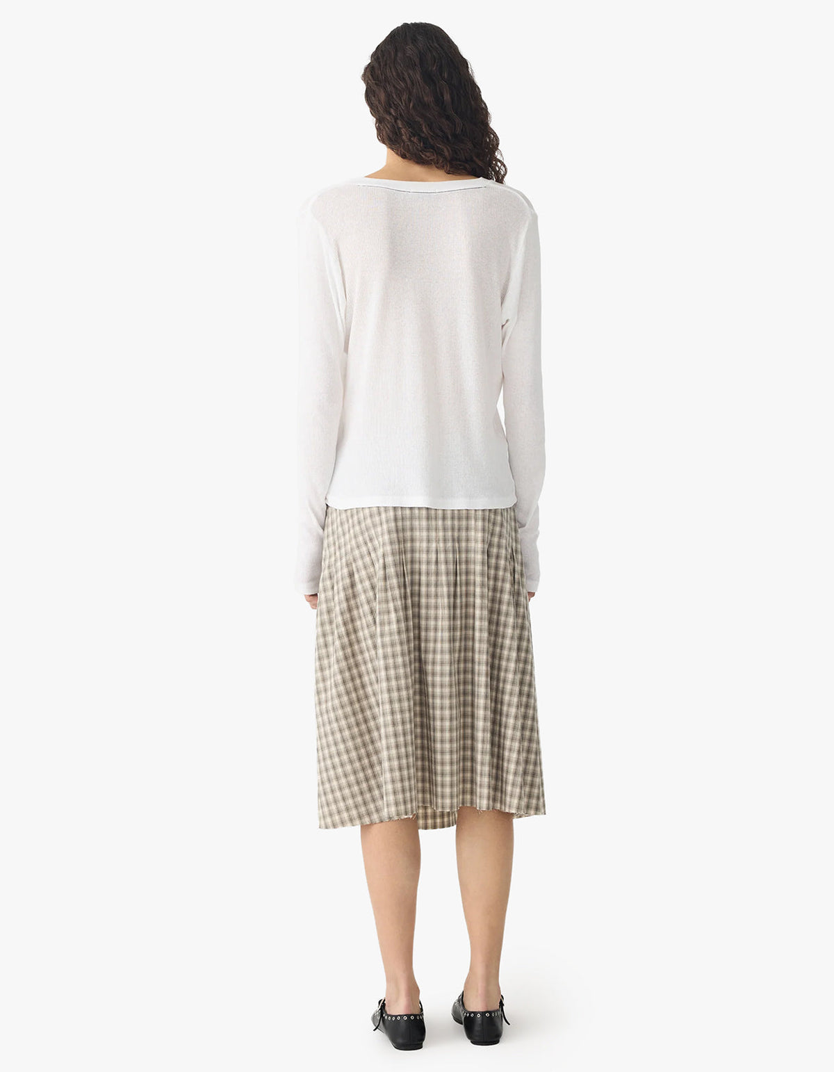 Sheer Rib L/S T-Shirt - White