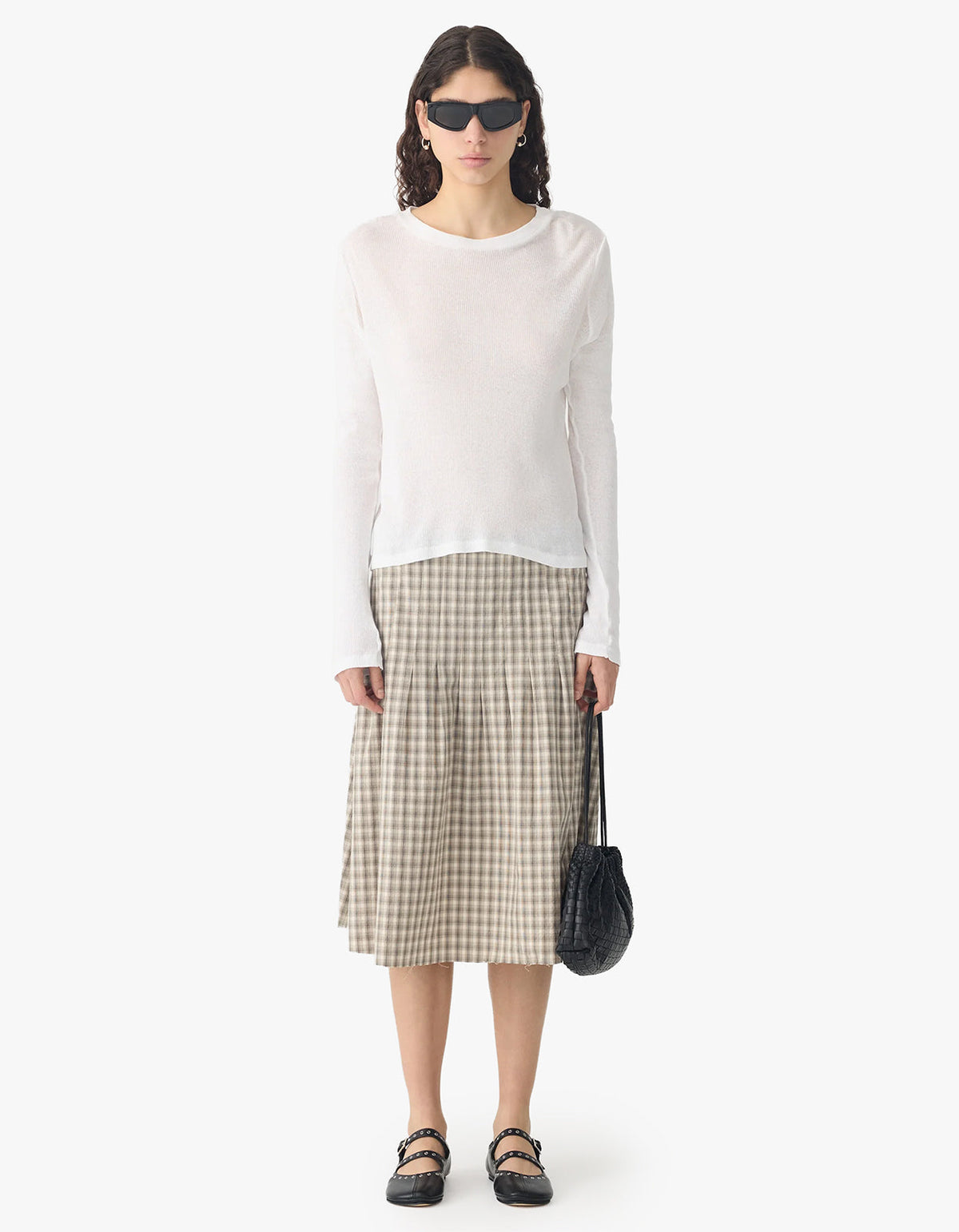 Sheer Rib L/S T-Shirt - White