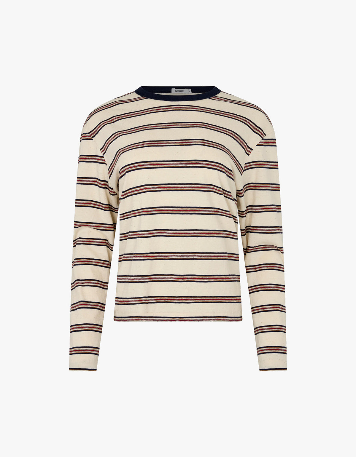Stripe Boyfriend Htg L/S T-Shirt - Navy/Red/Natural