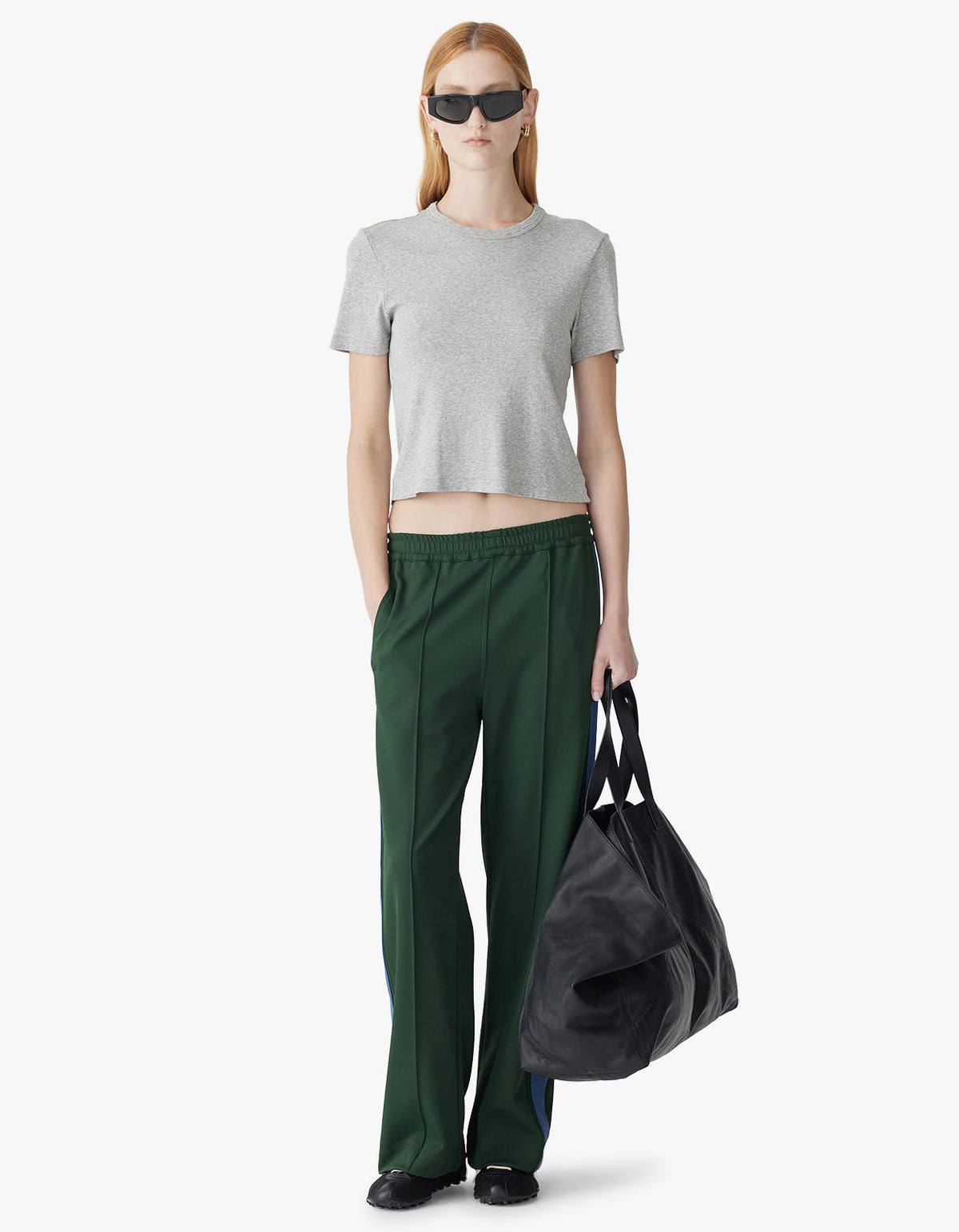 Twill Stripe Detail Pant - Pine/ Marine Blue