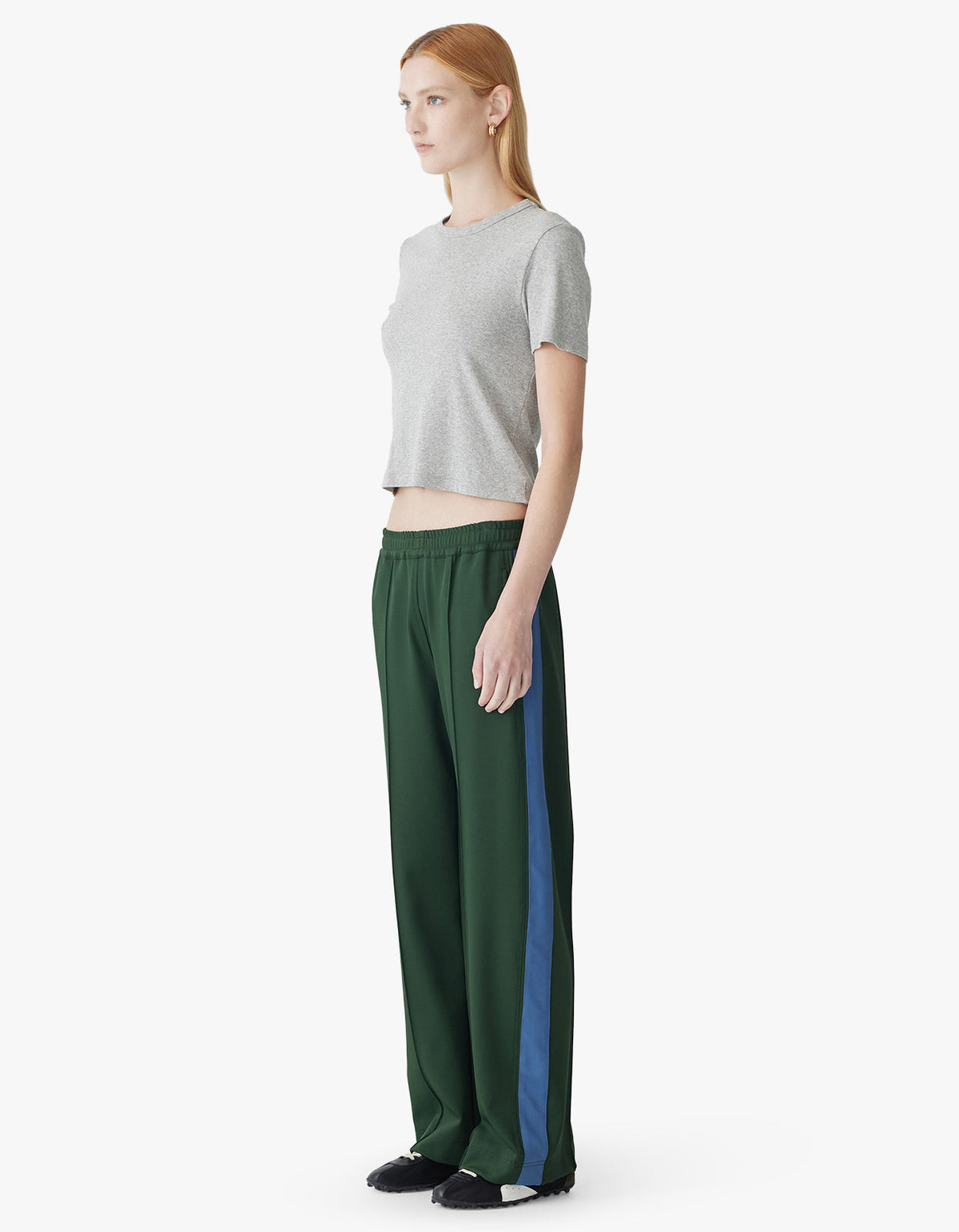 Twill Stripe Detail Pant - Pine/ Marine Blue