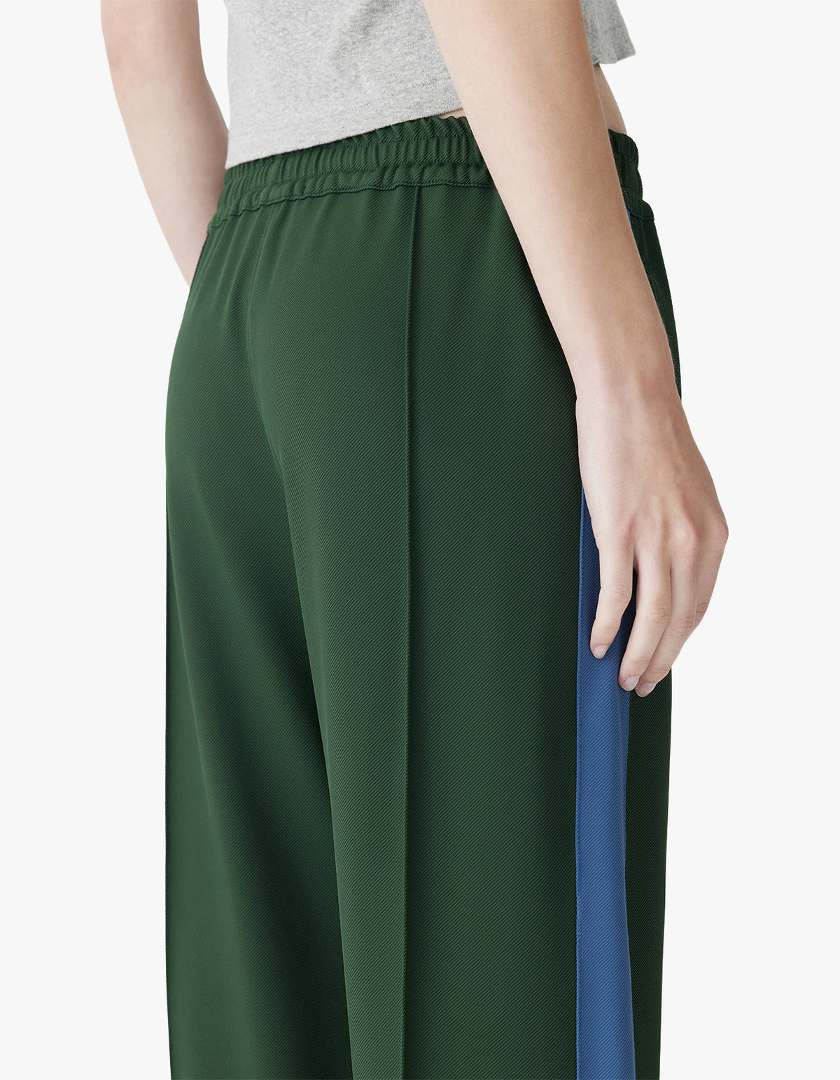 Twill Stripe Detail Pant - Pine/ Marine Blue