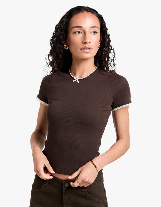 Moneta Baby Tee - Dark Chocolate