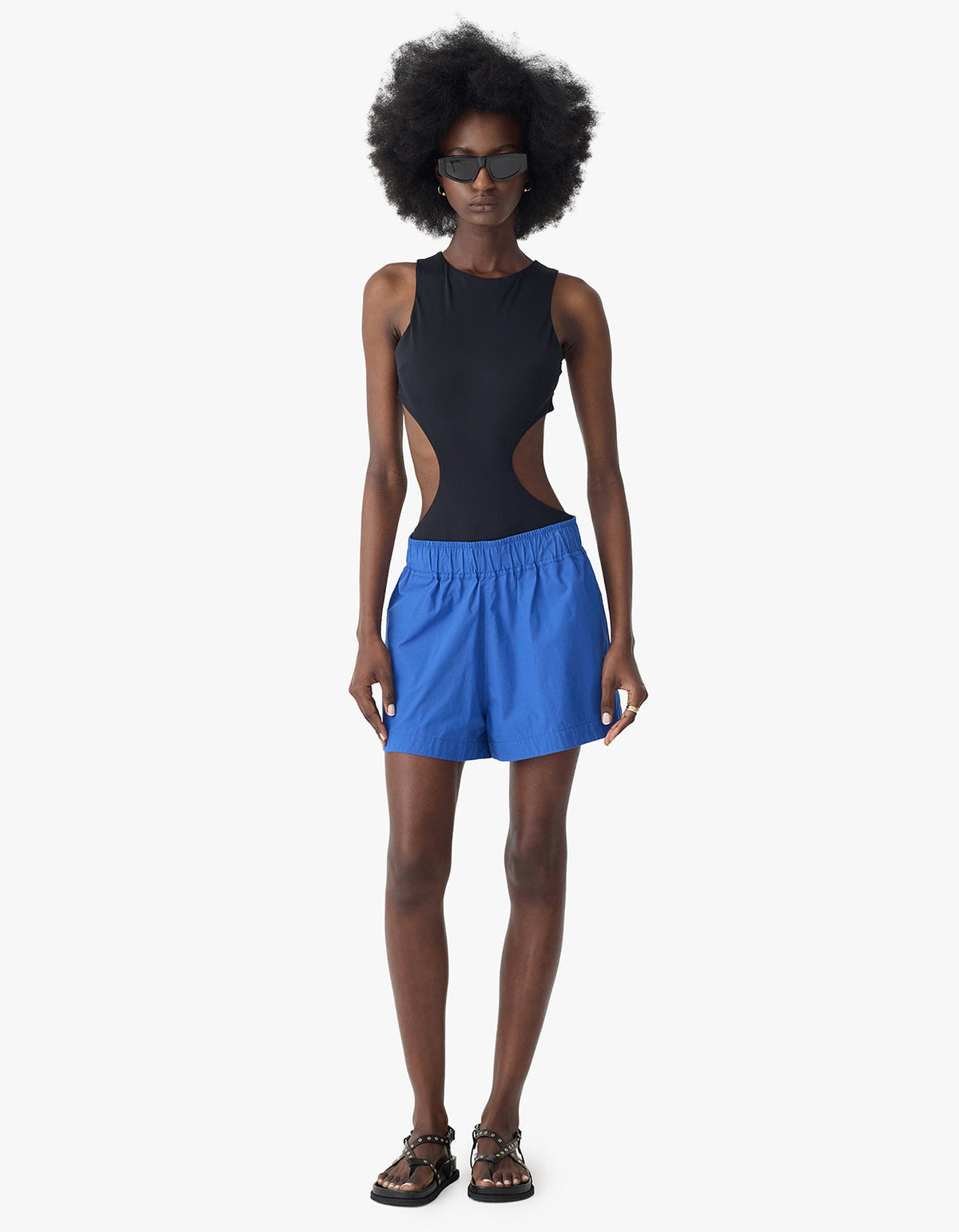 Crushed Cotton Tennis Short - Cobalt