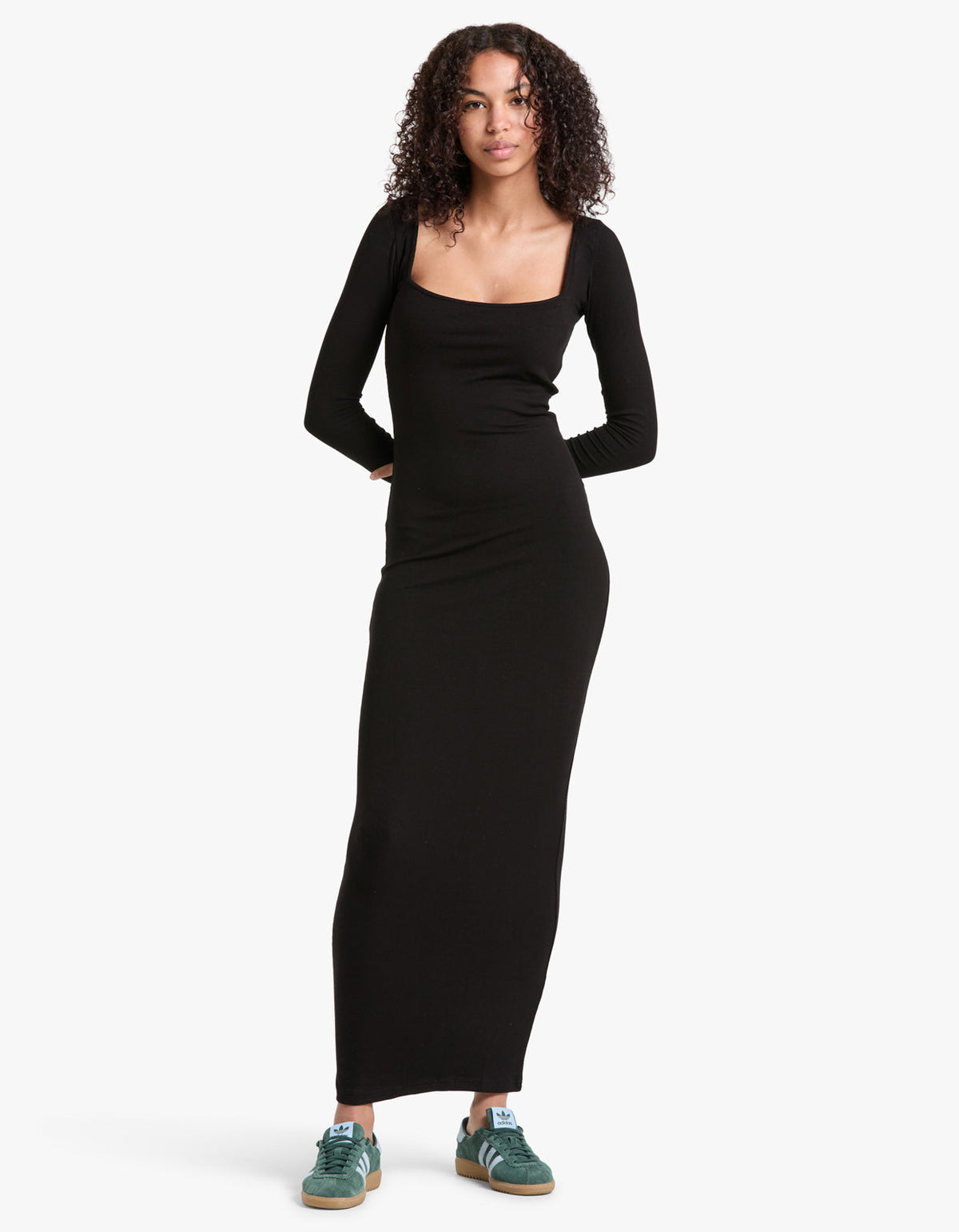 Nina Square Neck Maxi Dress - Black