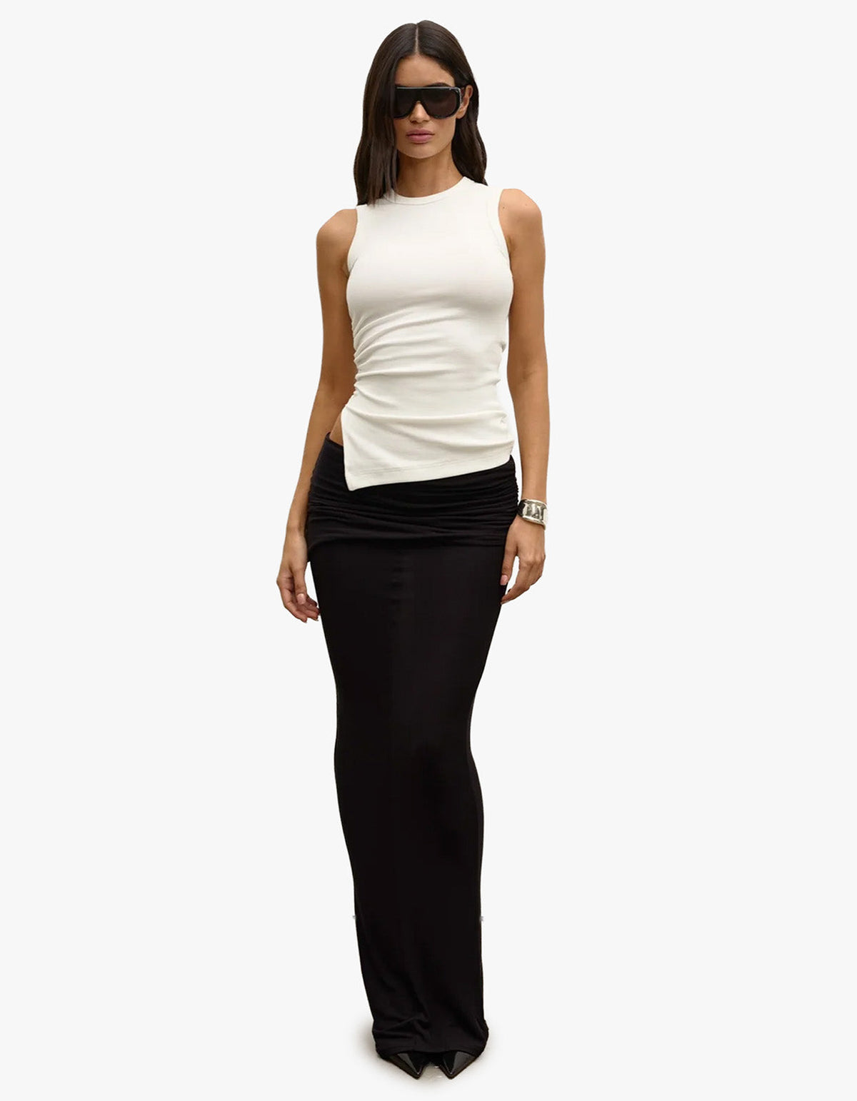 Lana Rouched Tank - White
