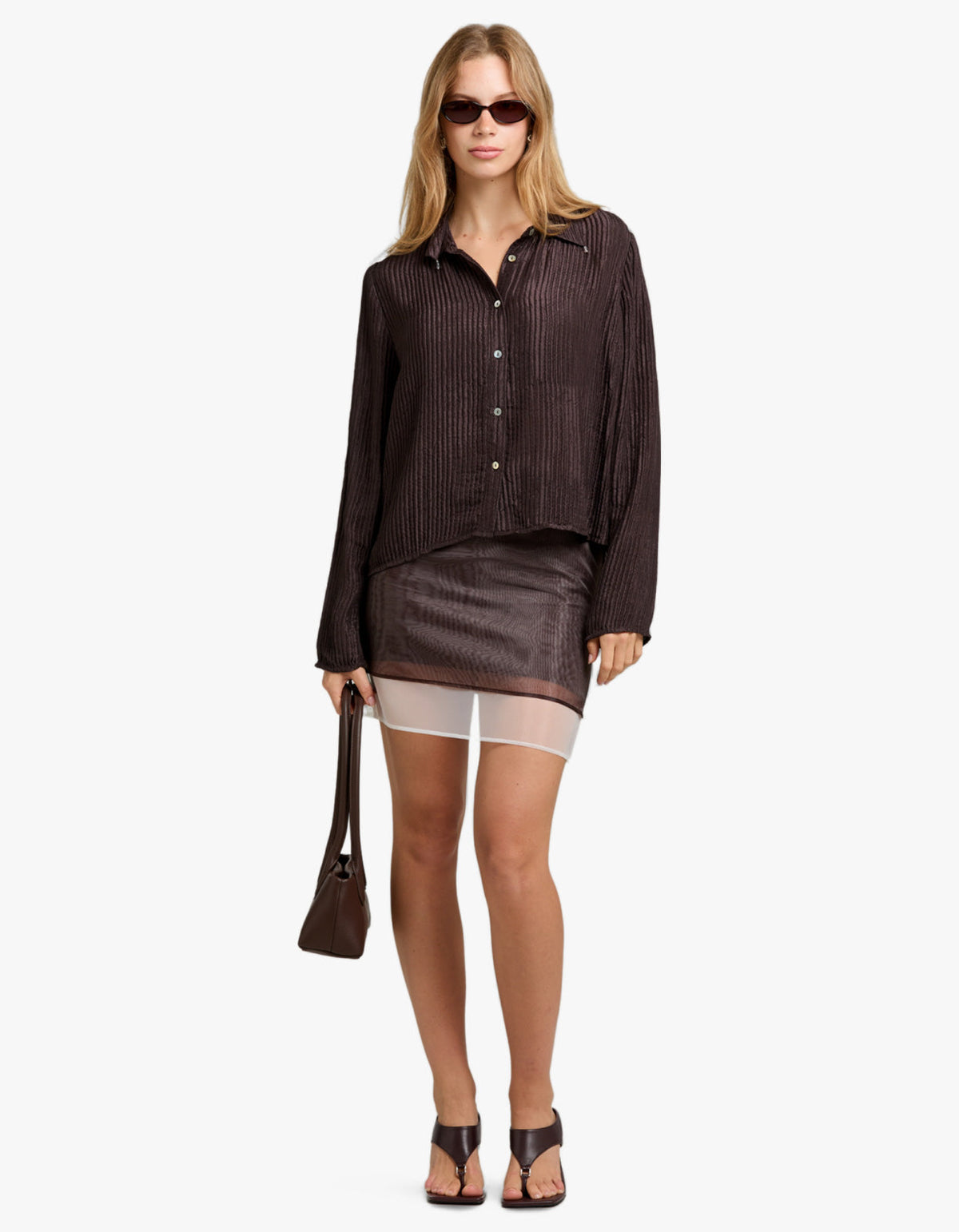 Eloise Layered Skirt - Dark Chocolate/White