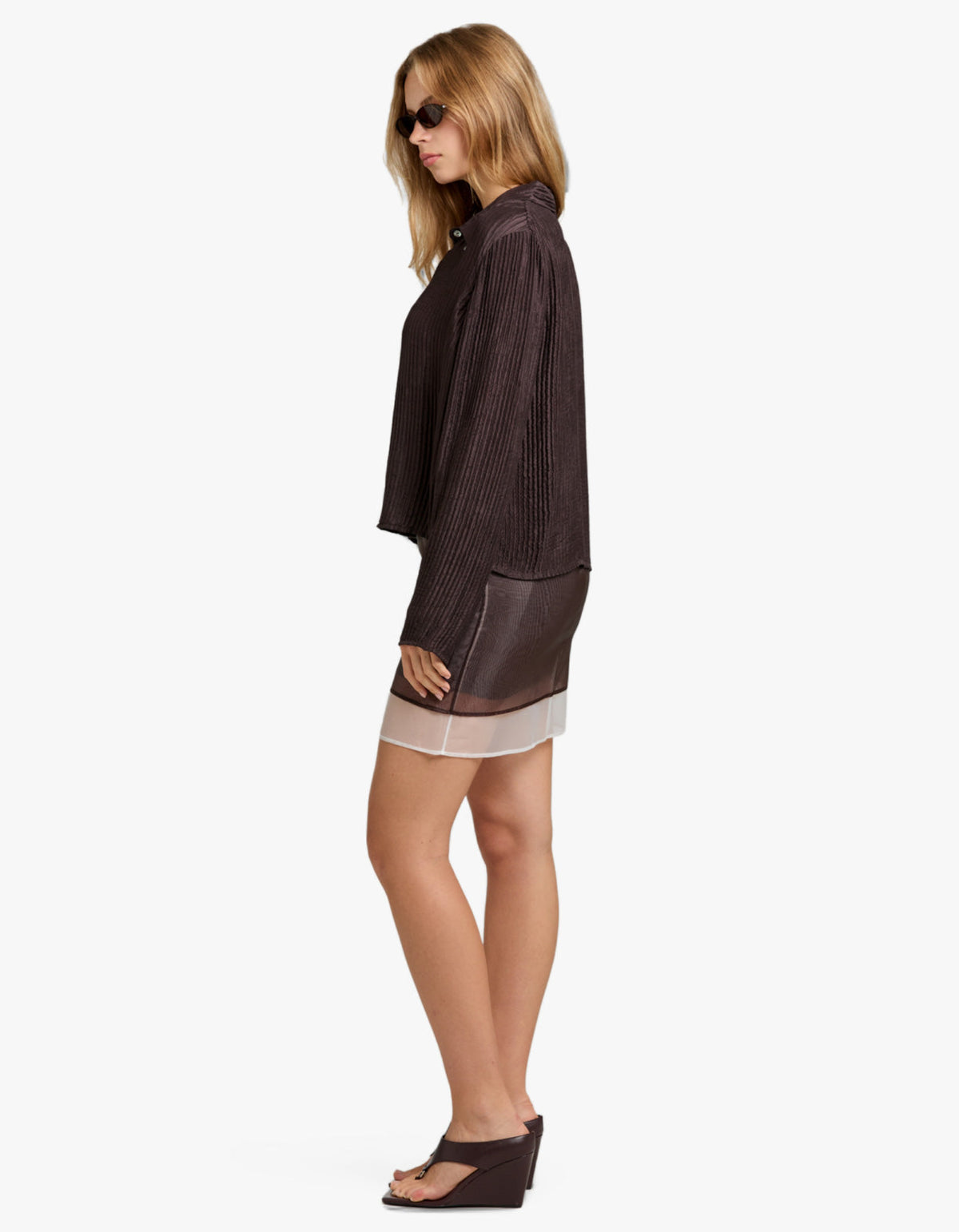 Eloise Layered Skirt - Dark Chocolate/White