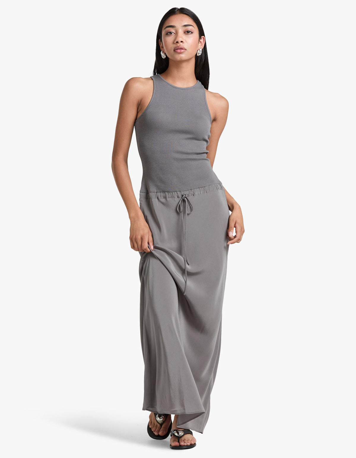 Sola Racer Dress - Charcoal