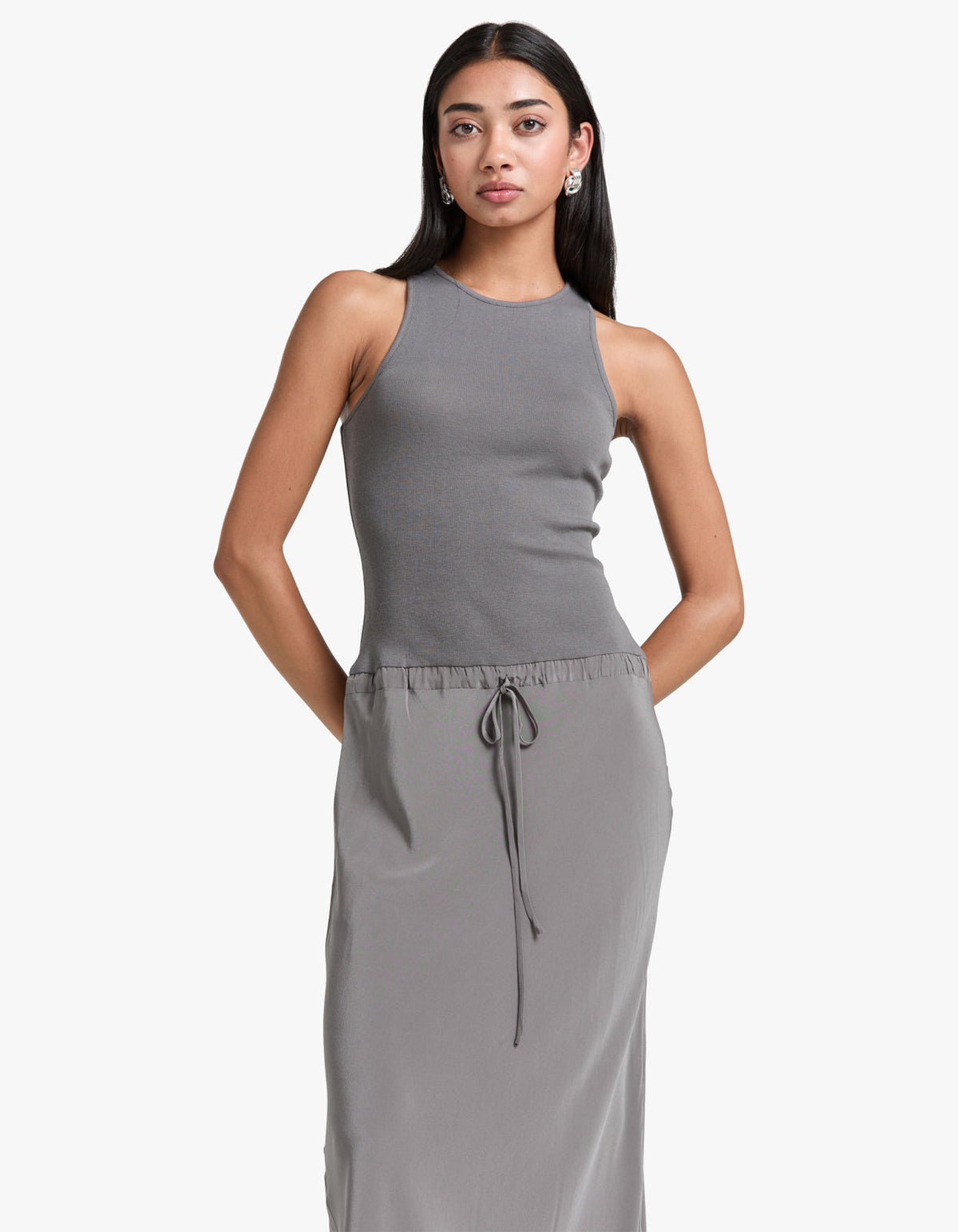 Sola Racer Dress - Charcoal