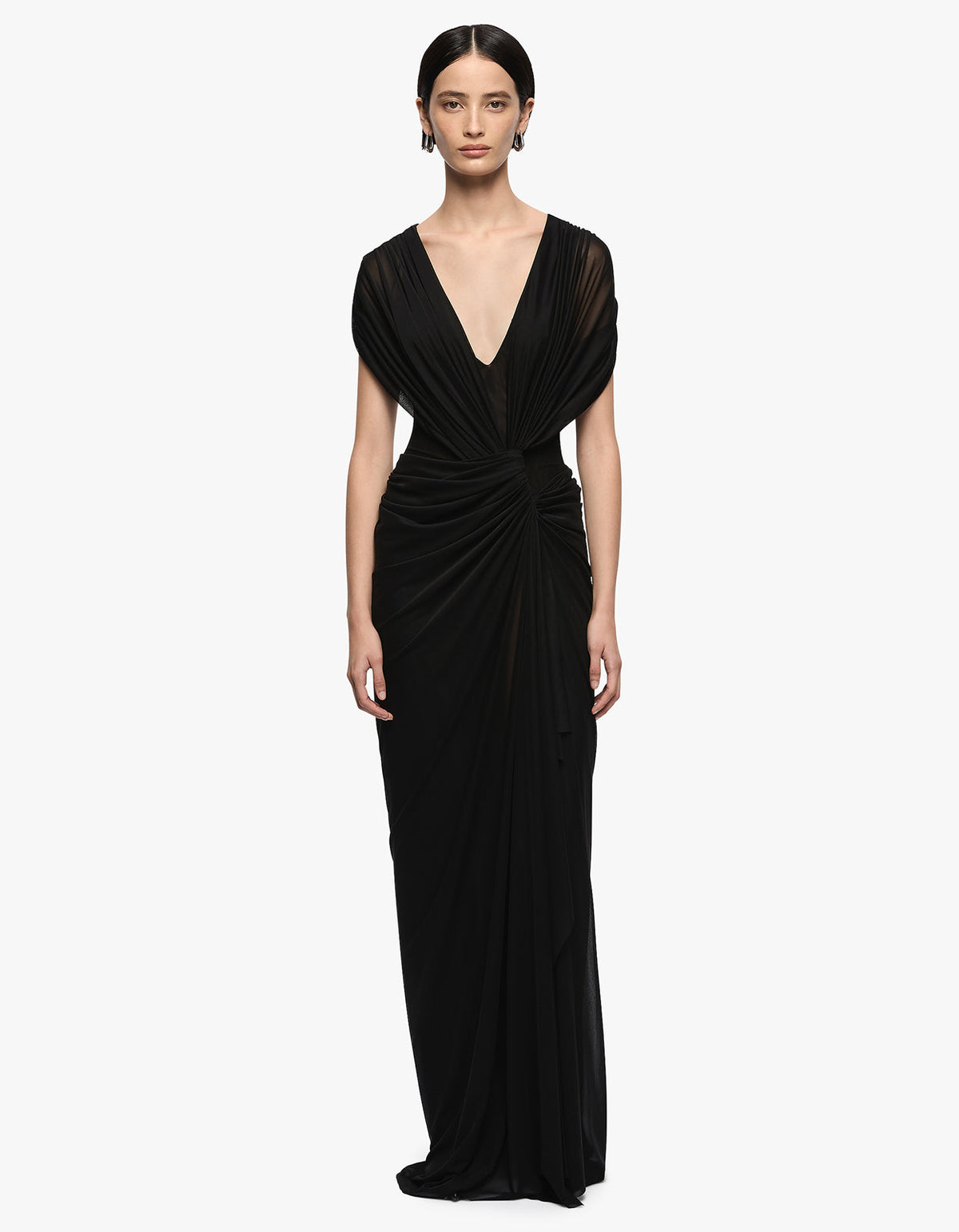Leia Drape Maxi Dress - Black