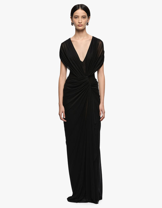 Leia Drape Maxi Dress - Black