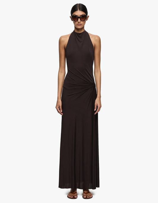 Court Halter Maxi Dress - Dark Chocolate