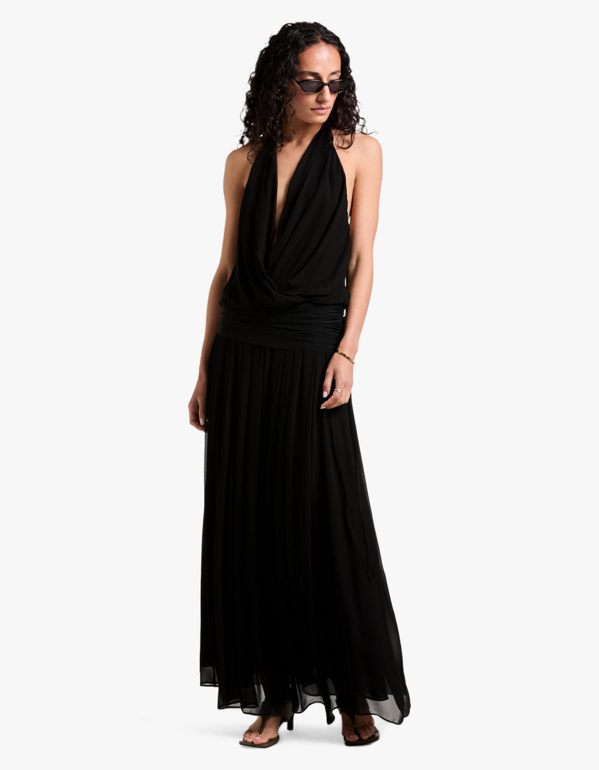 Jasmin V Maxi Dress - Black