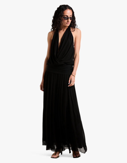 Jasmin V Maxi Dress - Black