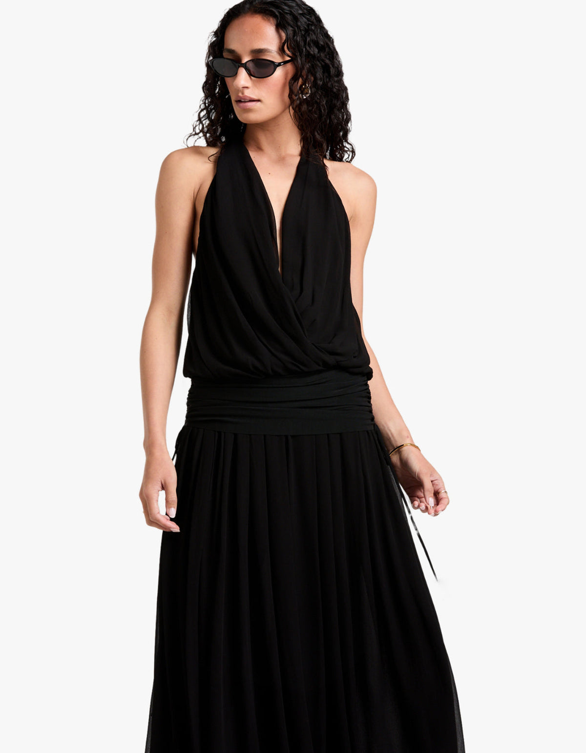Jasmin V Maxi Dress - Black