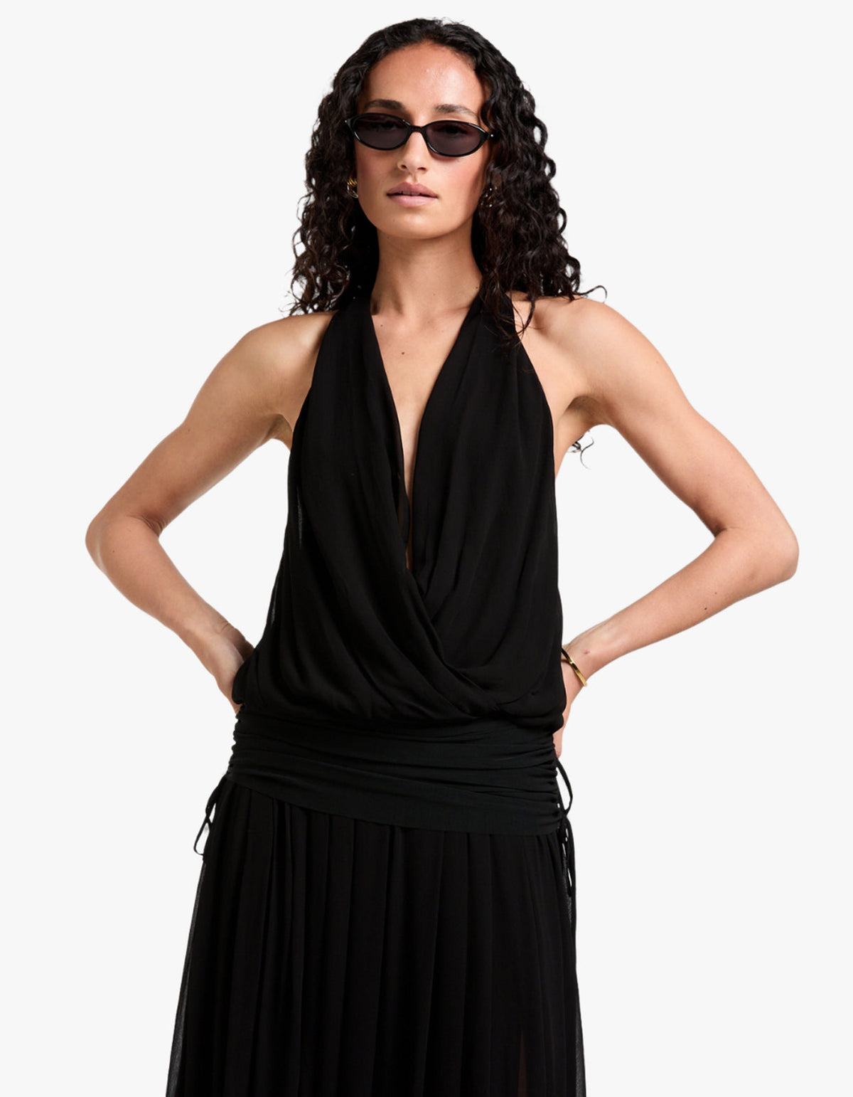 Jasmin V Maxi Dress - Black