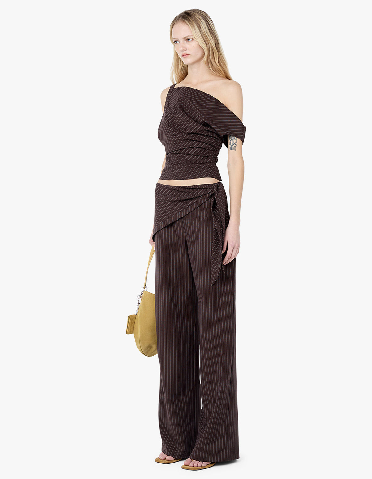 Andre Asym Top - Choc Pinstripe