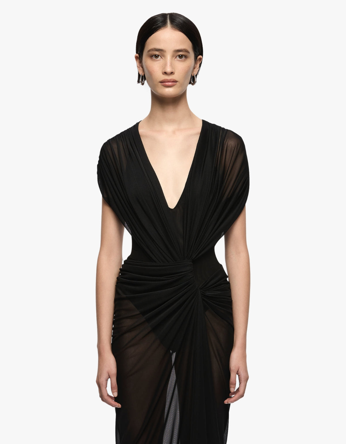 Leia Drape Maxi Dress - Black