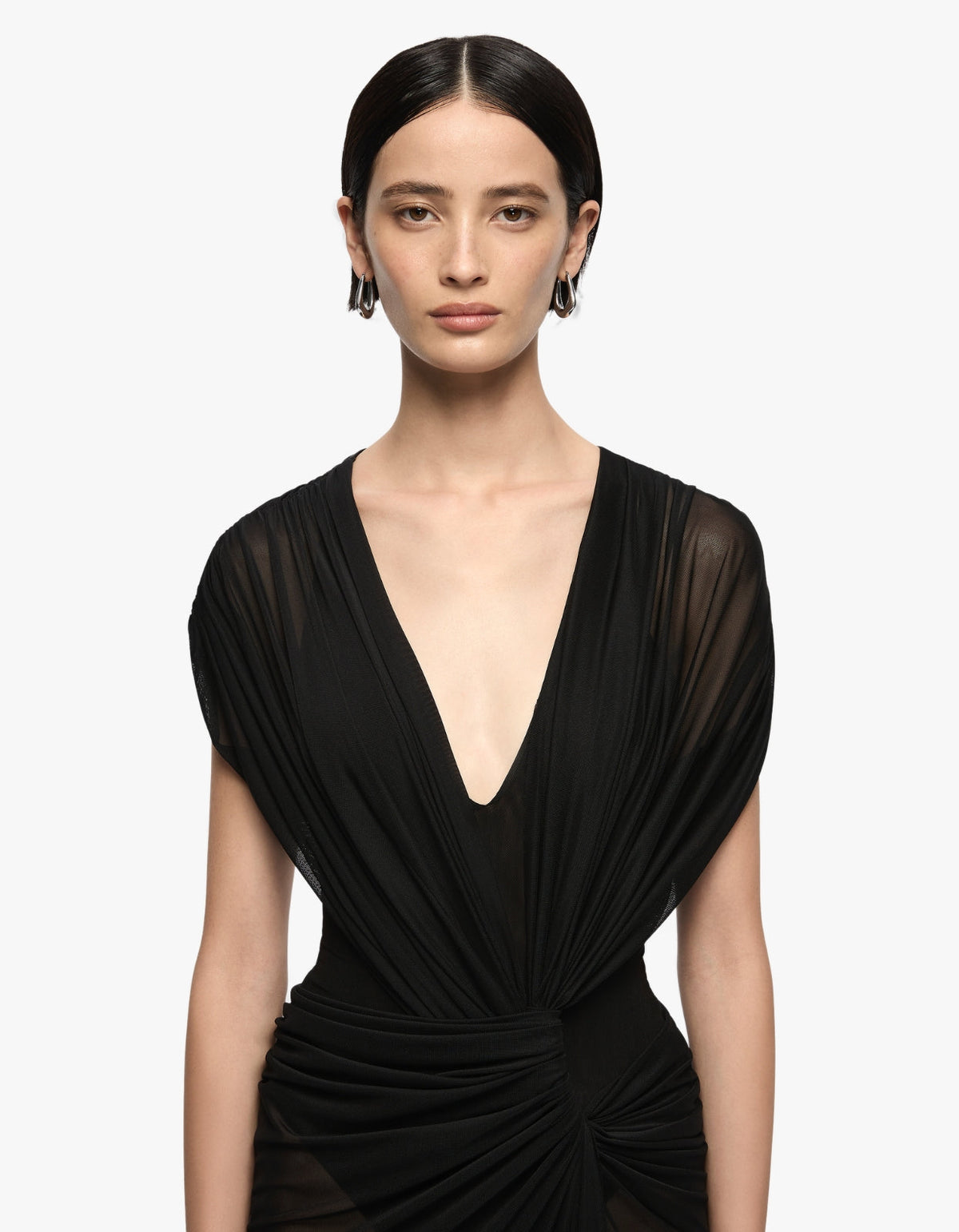 Leia Drape Maxi Dress - Black
