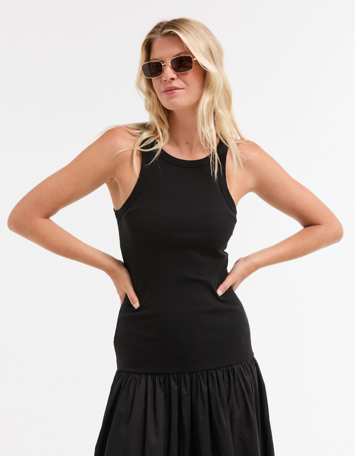 Bianca Rib Midi Dress - Black