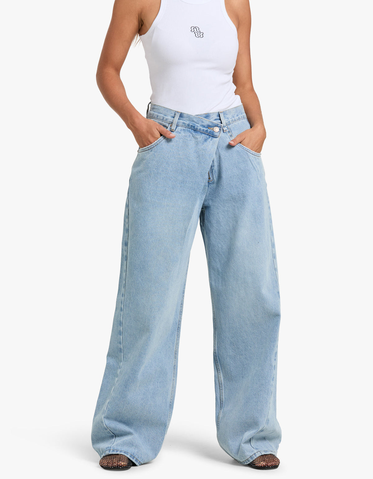 Palace Folded Waist Jean - Sunday Blue