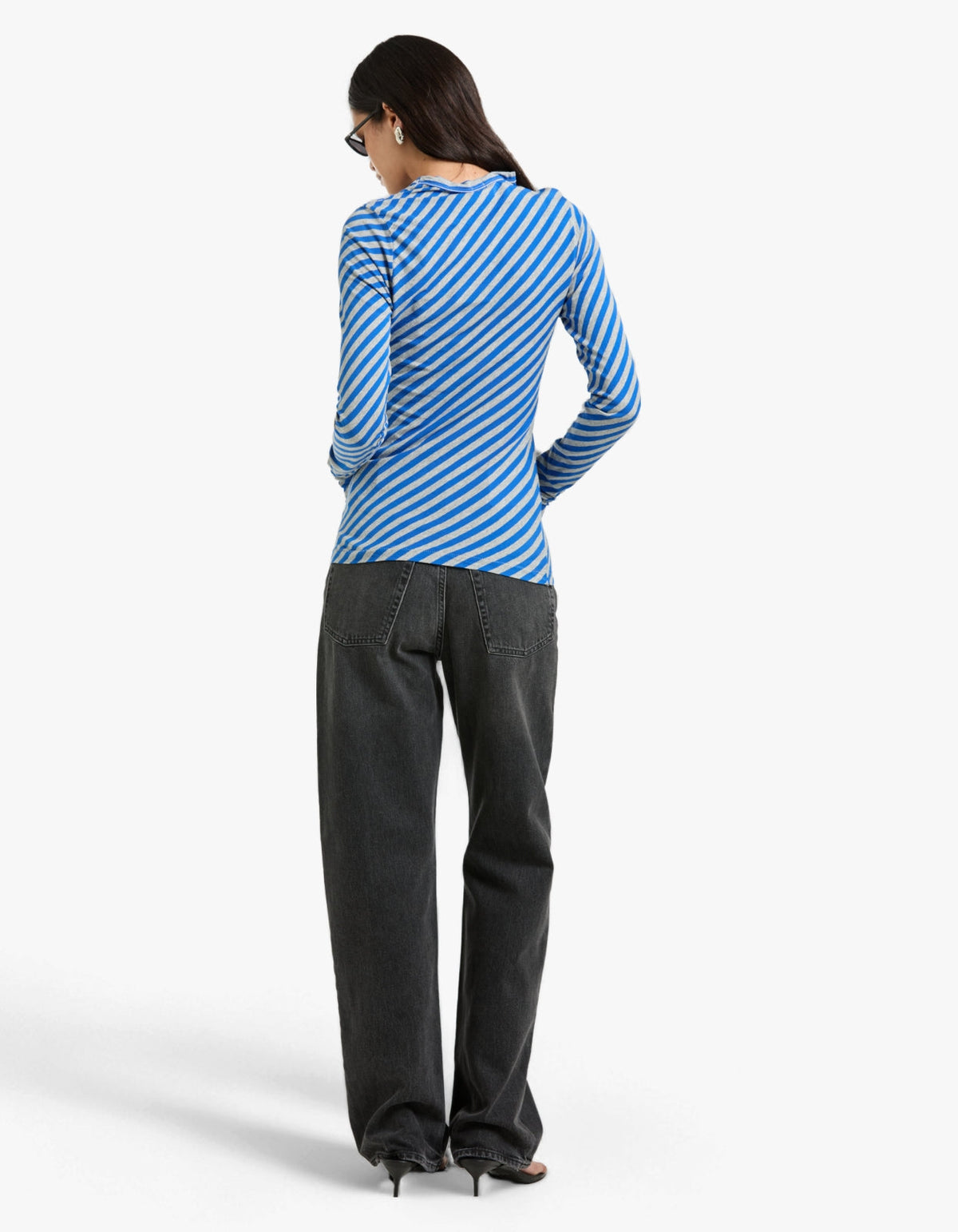 Bias Stripe Baby L/S T-Shirt - Cobalt/Greymarl