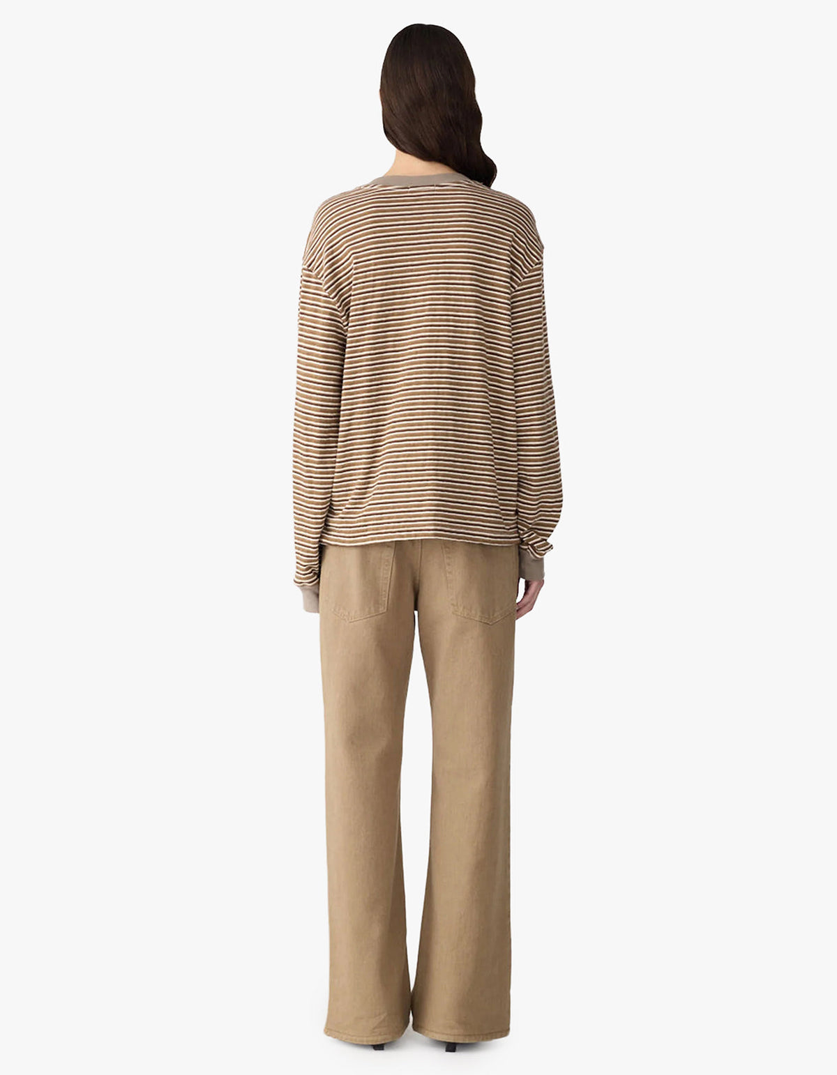 Slouch L/S Sweat - Brown Stripe/Taupe