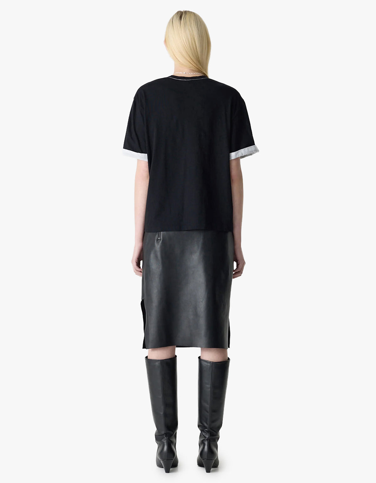 Slouch Turnback T-Shirt - Black/White