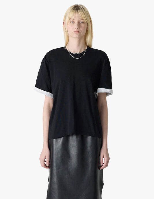 Slouch Turnback T-Shirt - Black/White