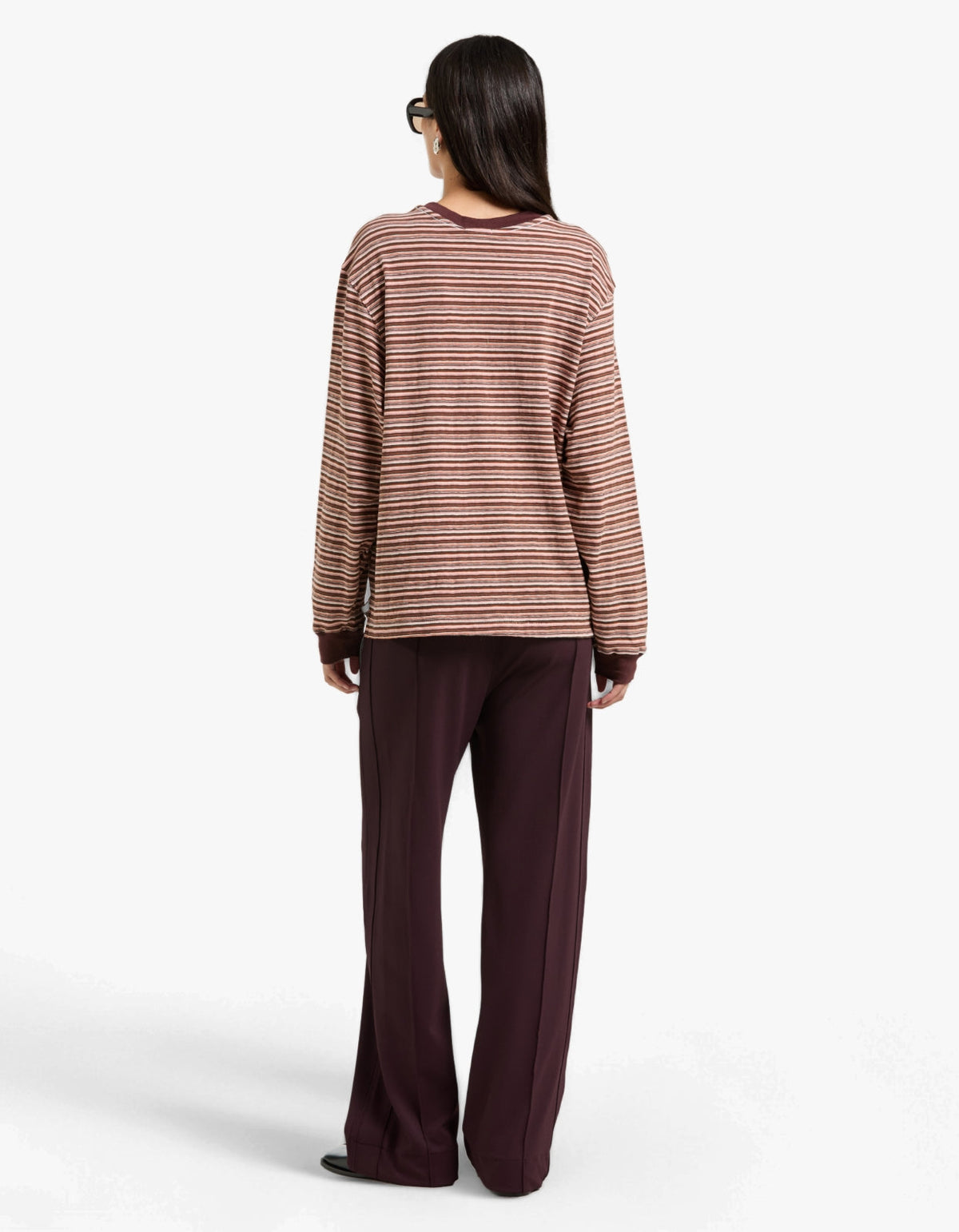 Stripe Slouch L/S T-Shirt - Pink/Orange/Plum