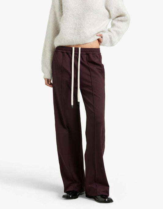 Twill Pinstitch Detail Pant - Dark Plum