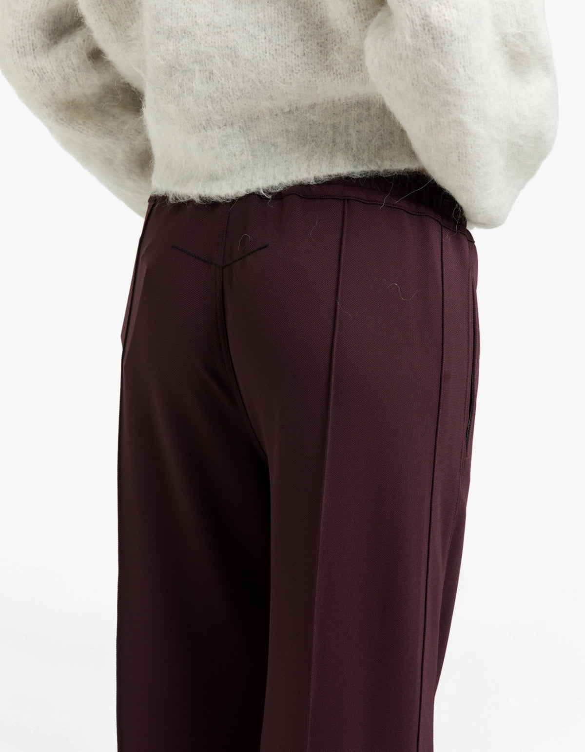 Twill Pinstitch Detail Pant - Dark Plum