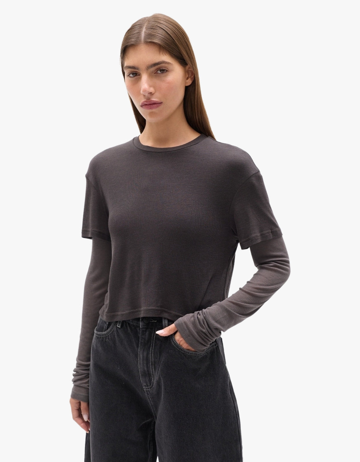 Calenia Two In One Top - Dark Grey Moonstone