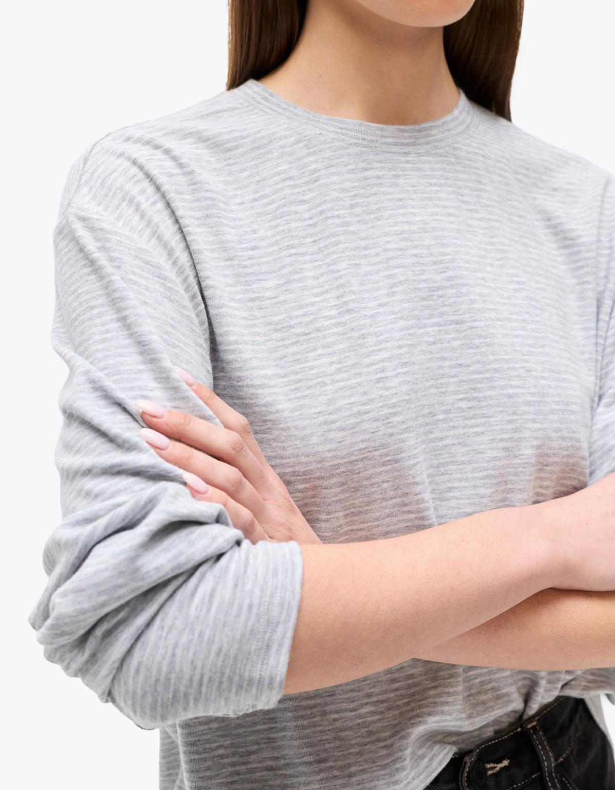 Liam Longsleeve Tee - Light Grey Stripe