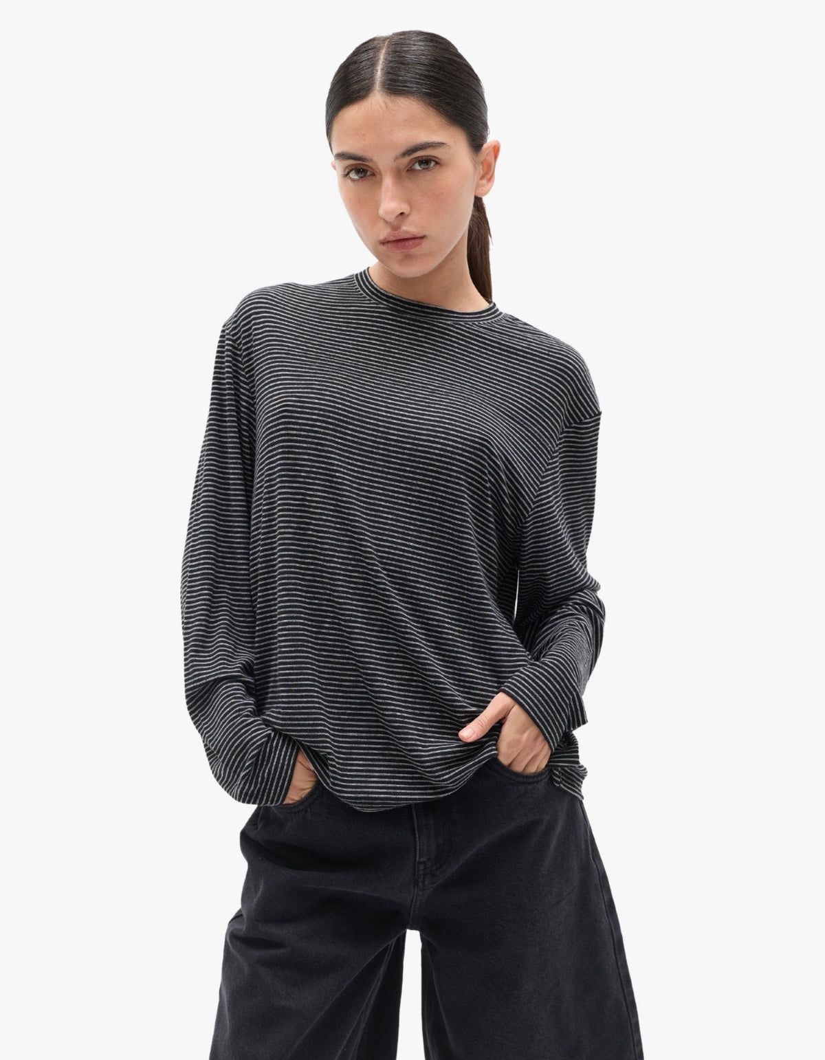 Liam Longsleeve Tee - Navy Stripe
