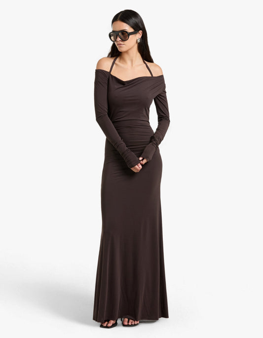 Court L/S Maxi Dress - Dark Chocolate