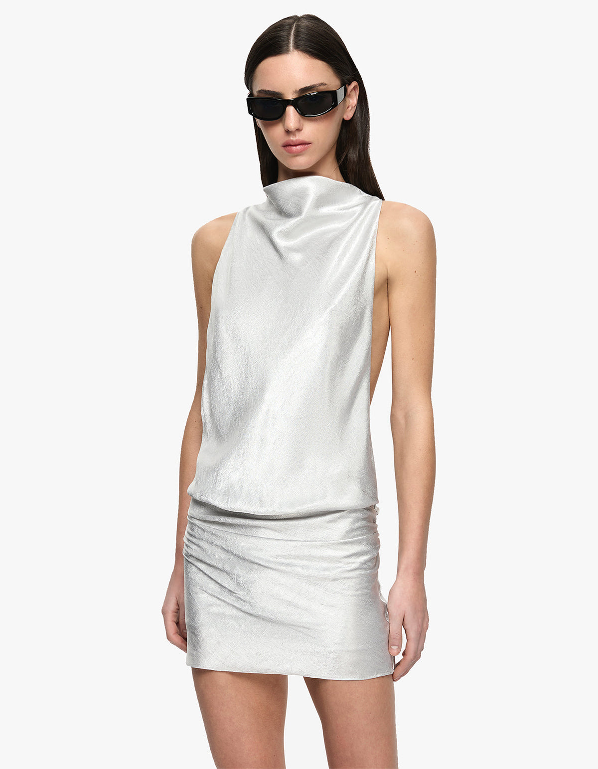 Juna High Neck Mini Dress - Silver