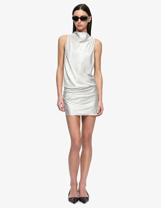 Juna High Neck Mini Dress - Silver