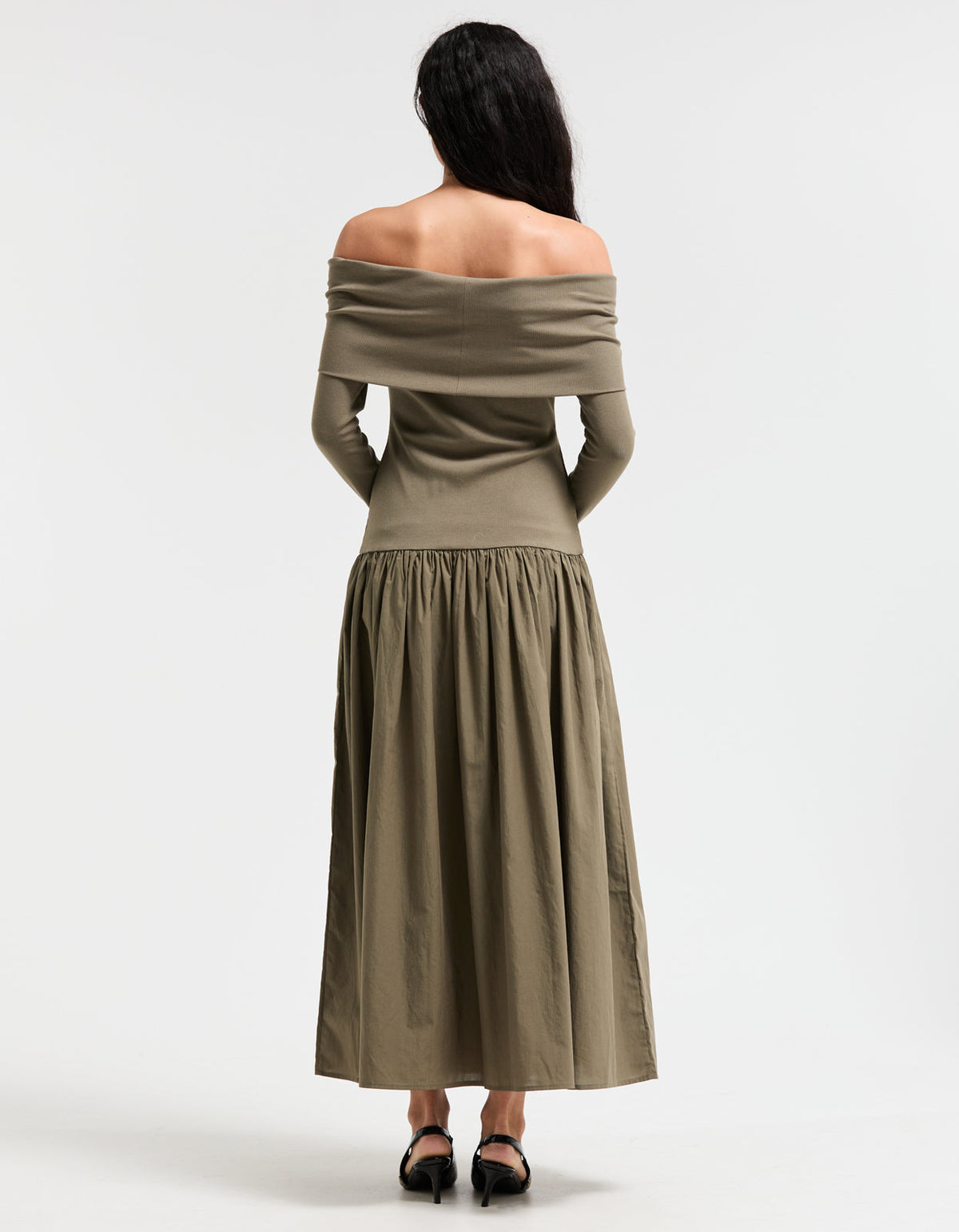 Bianca Off Shoulder Dress - Khaki