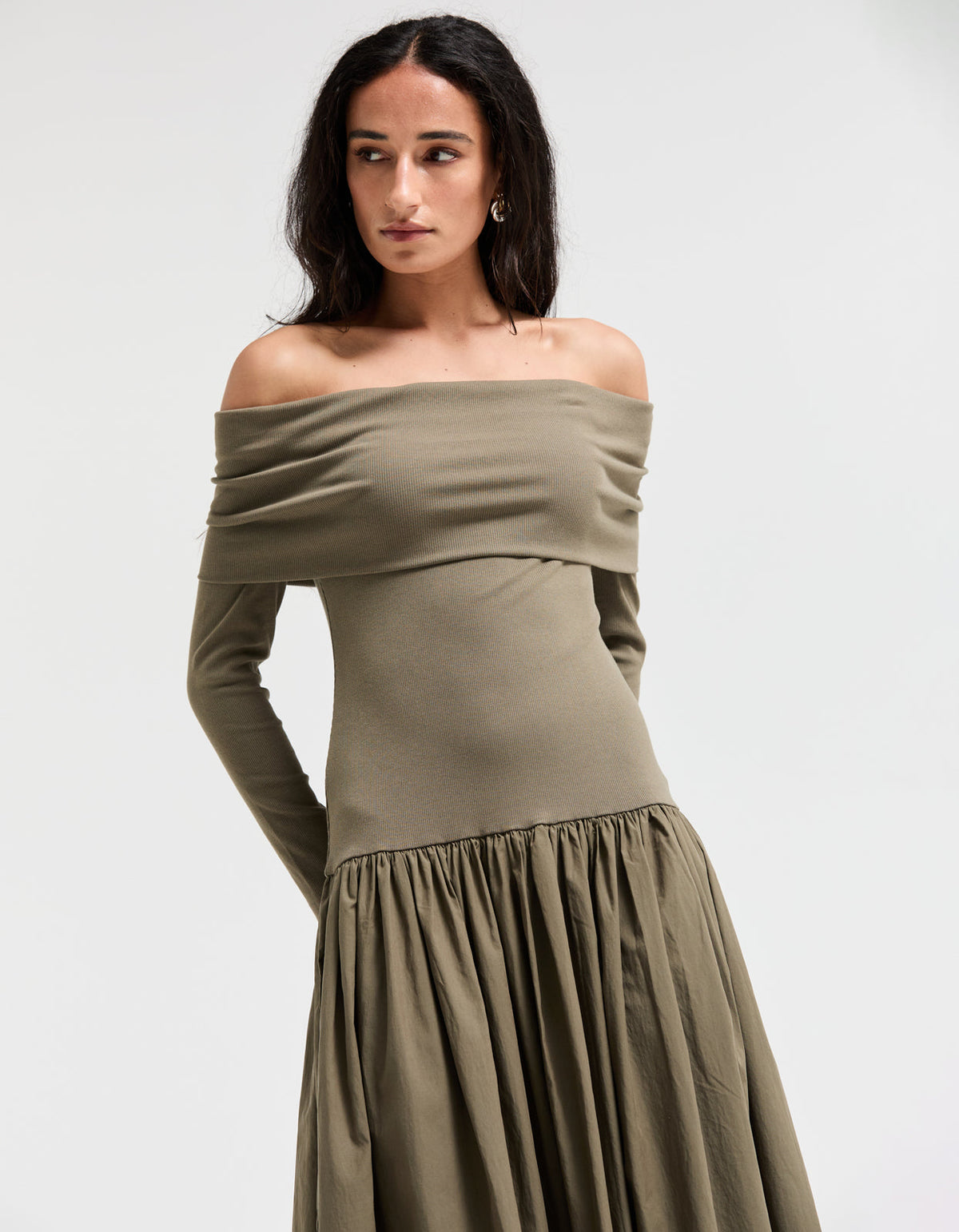 Bianca Off Shoulder Dress - Khaki