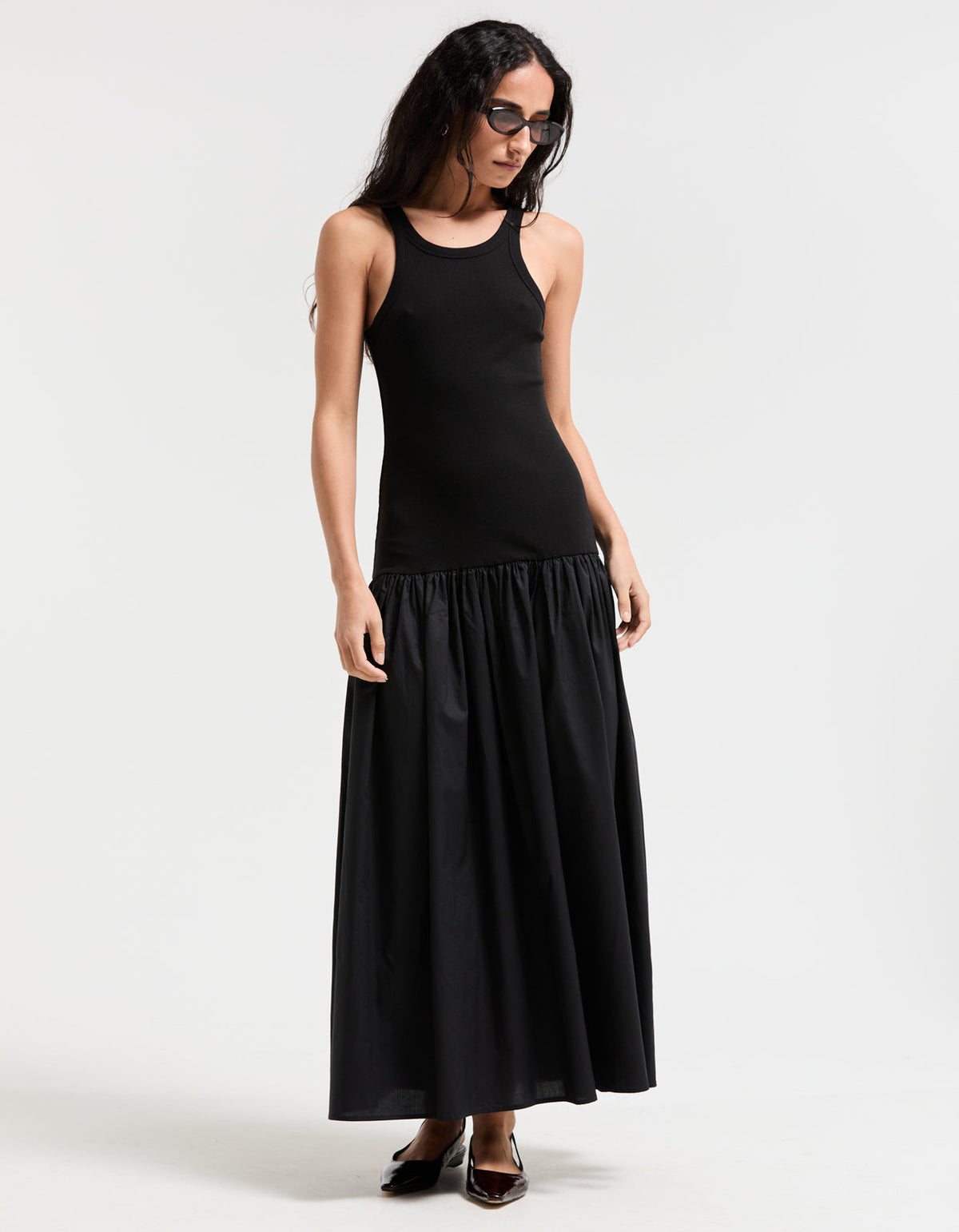 Bianca Rib Midi Dress - Black
