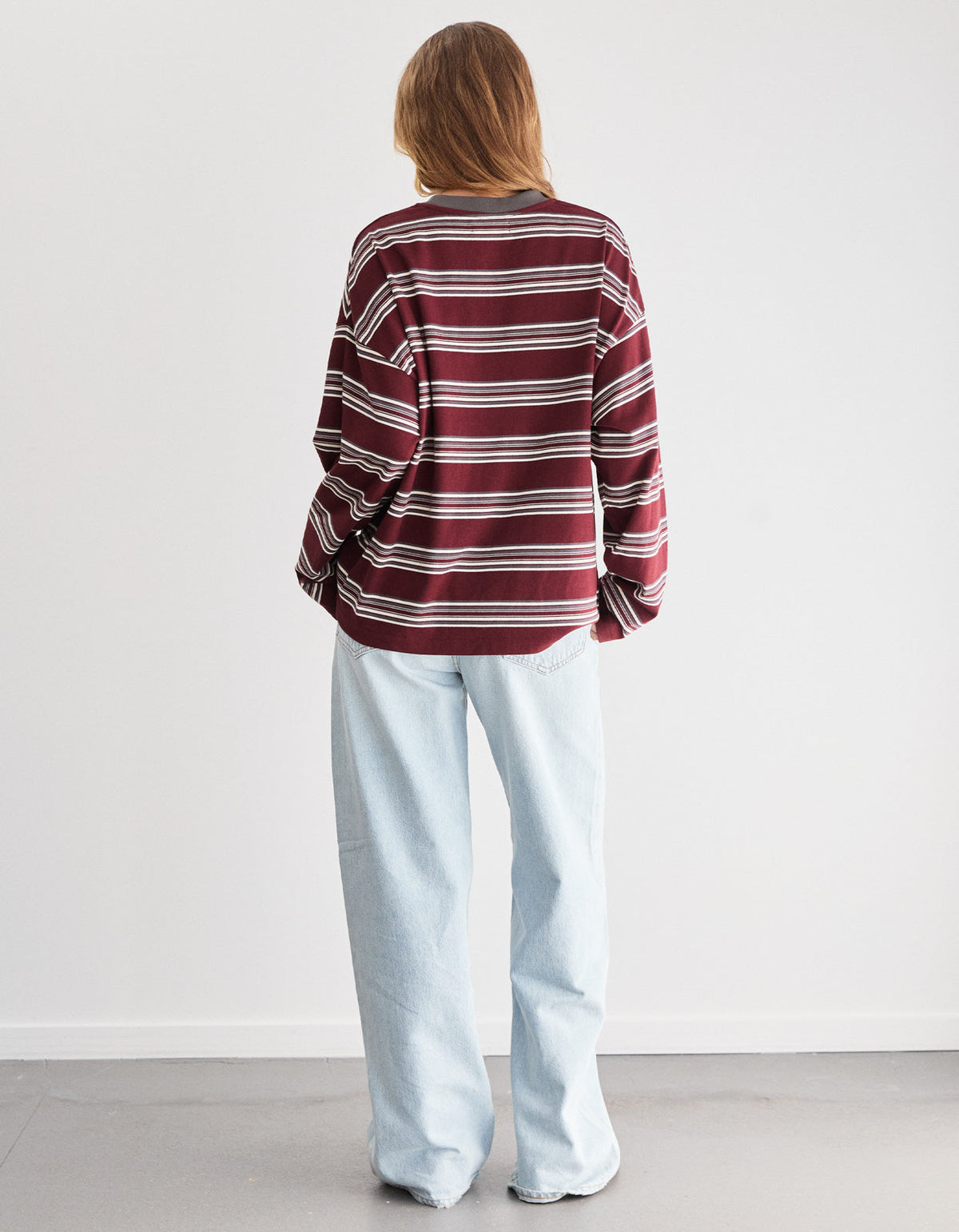 Bonnie L/S Stripe Tee - Burgundy Stripe