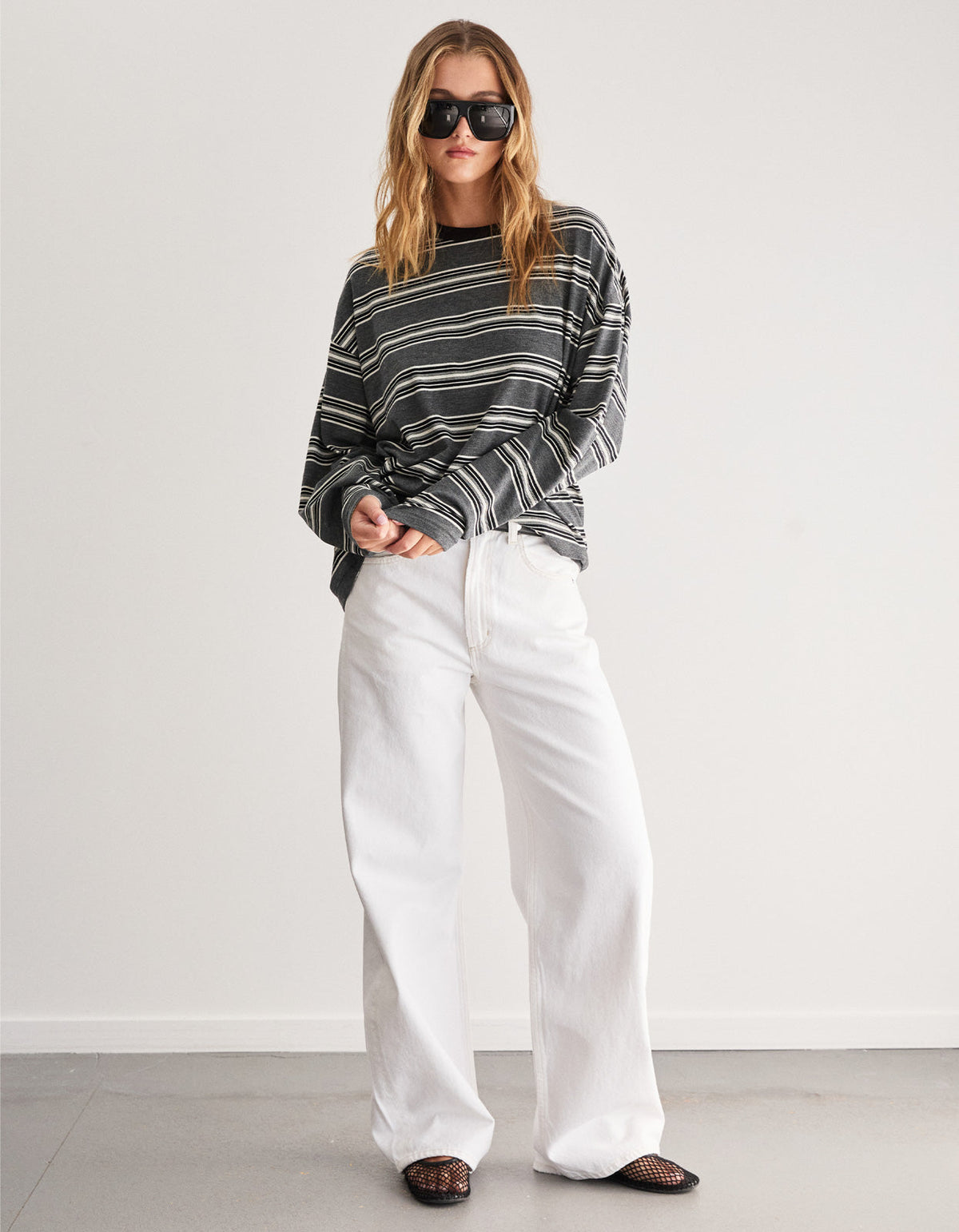 Bonnie L/S Stripe Tee - Grey Stripe