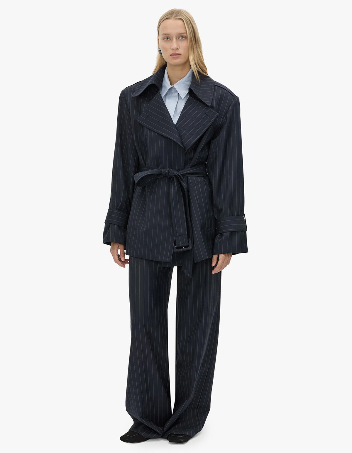 Brody Short Trench - French Navy Stripe