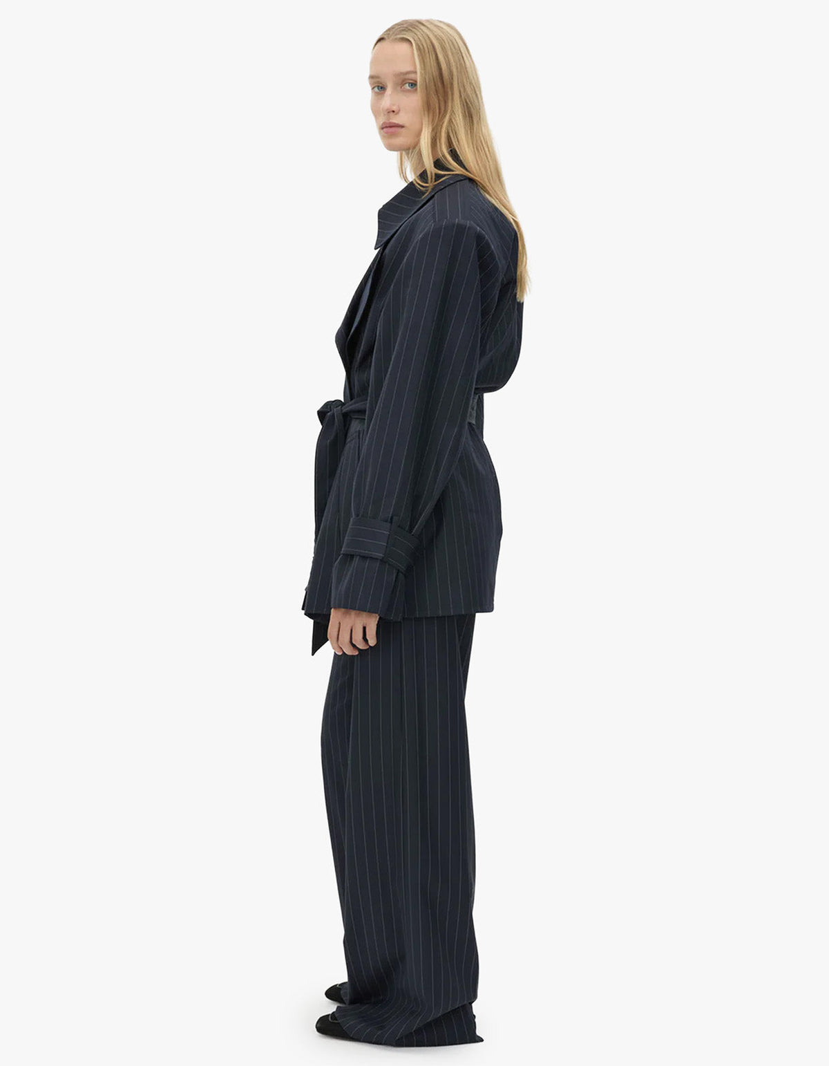 Brody Short Trench - French Navy Stripe