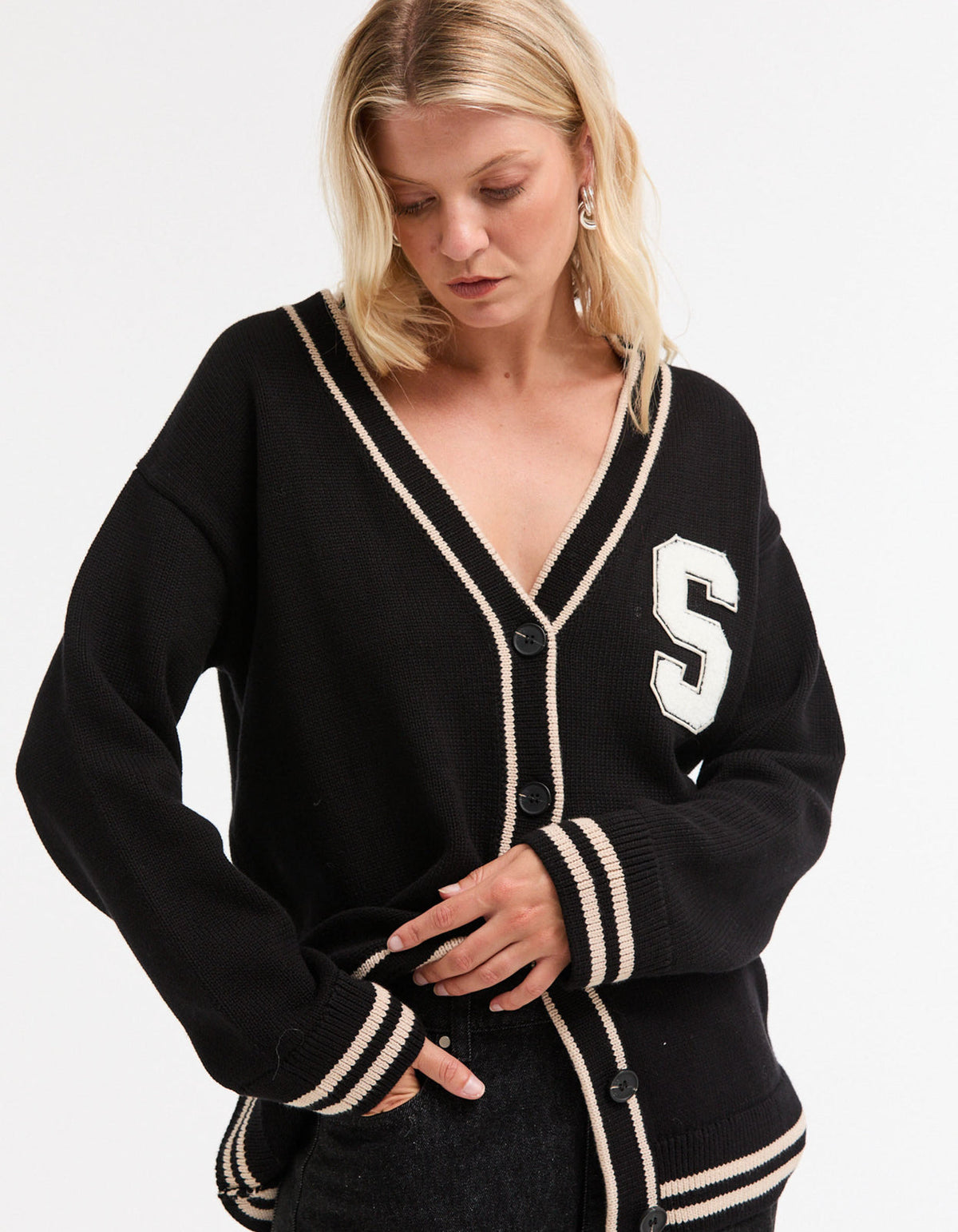 College Cardigan - Black