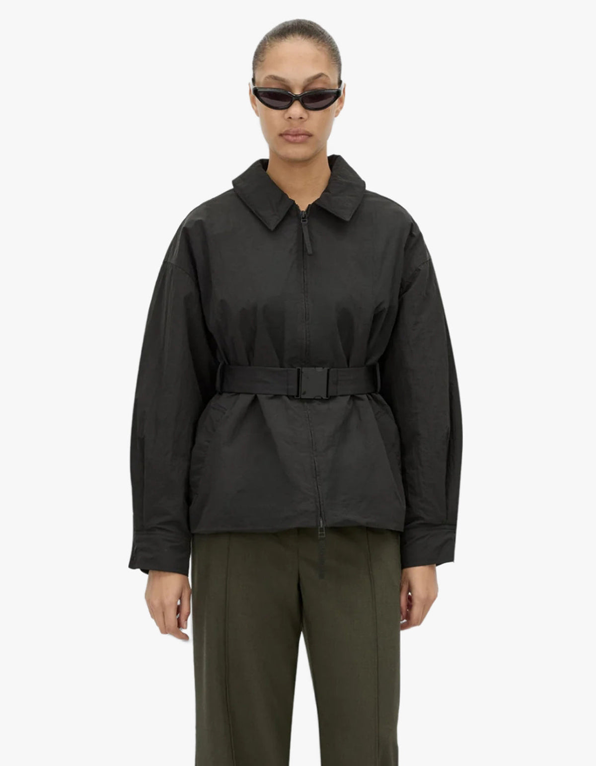Manon Padded Belted Jacket - Black