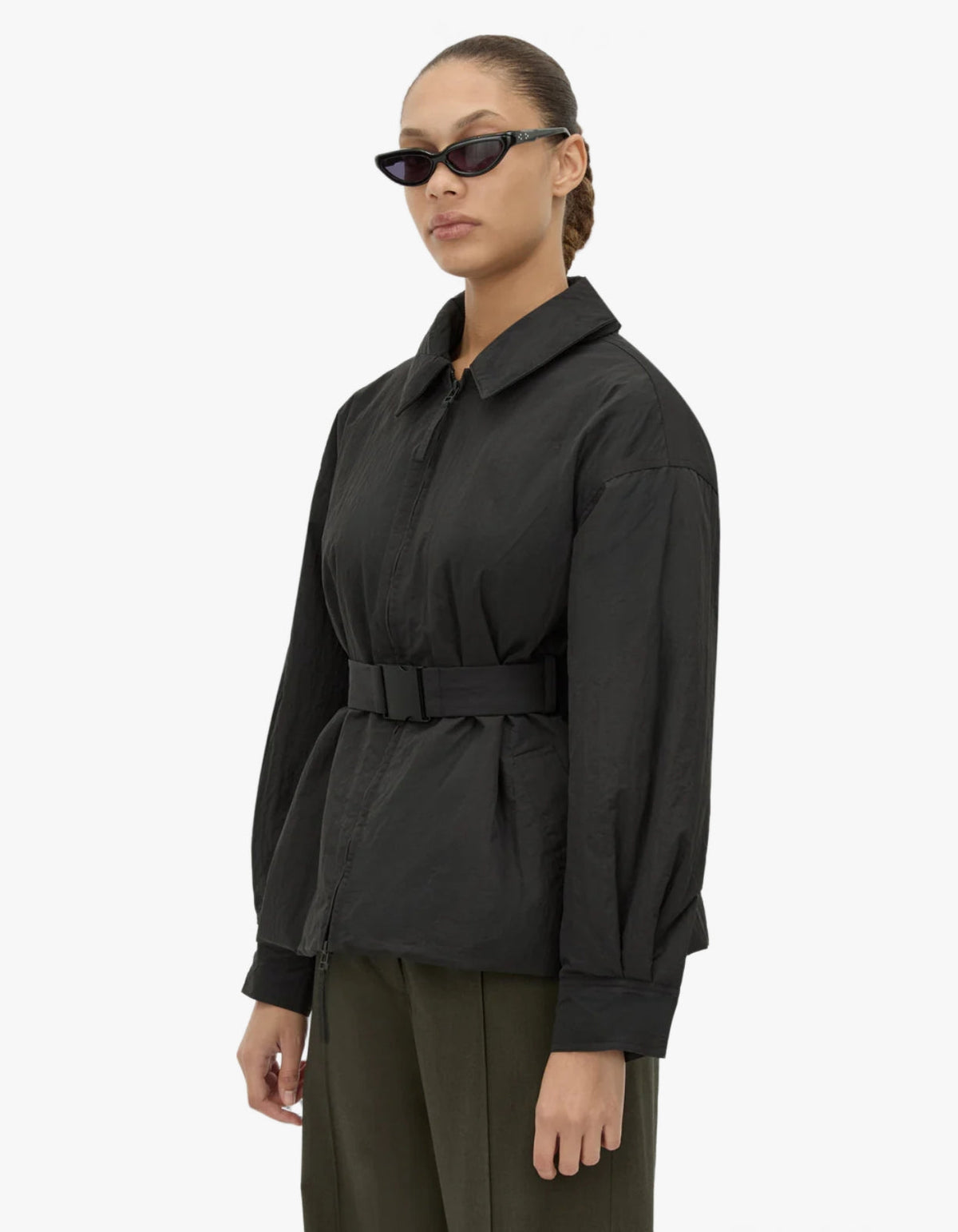 Manon Padded Belted Jacket - Black