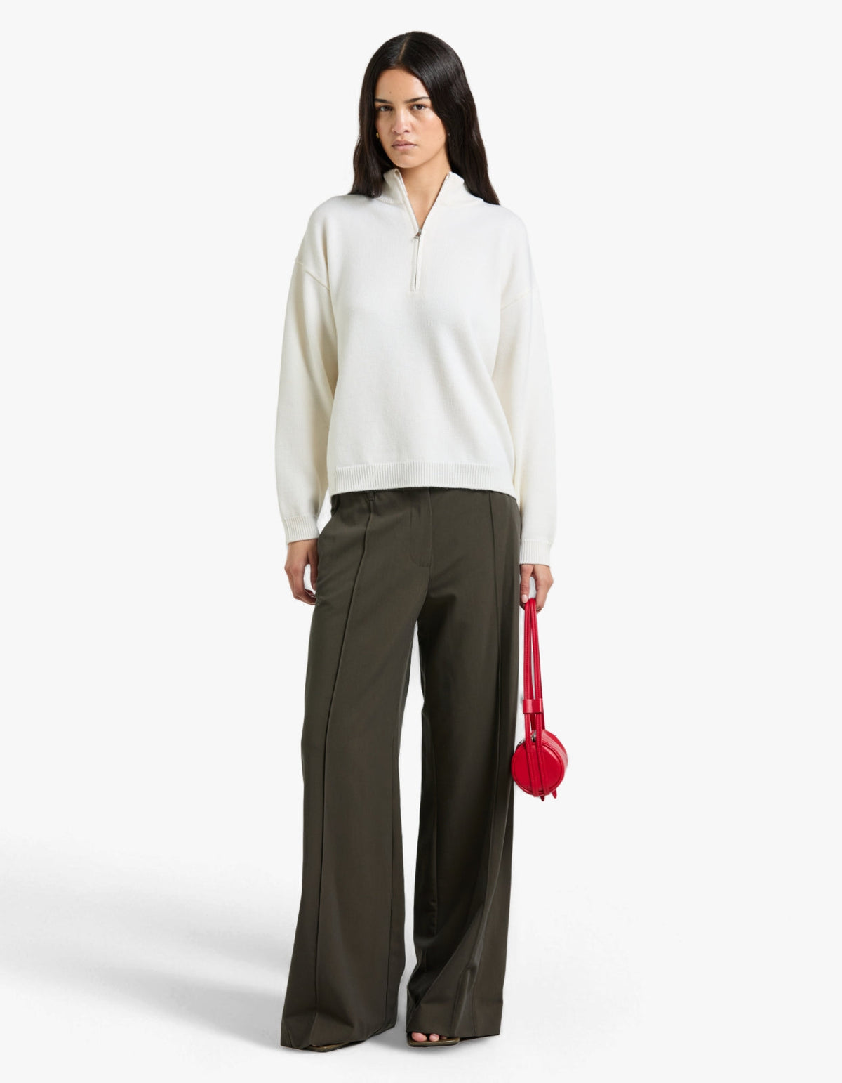 Una Straight Leg Pin Tuck Trouser - Dark Emerald